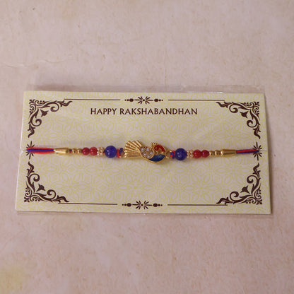 Peacock Charm Designer Rakhi with Beaded Traditional Detailing