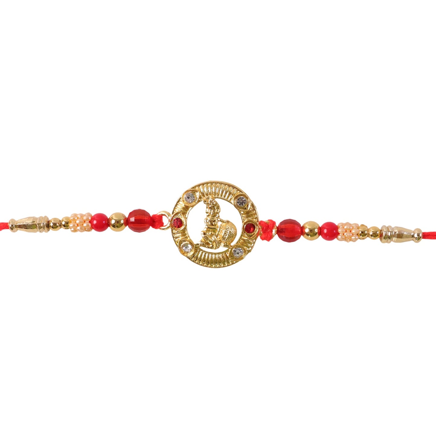 Round Krishna Designer Rakhi with Pearl Beaded Festive Detail