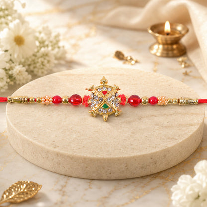 Tortoise Shape Designer Rakhi with Stone Beaded Festive Detailing