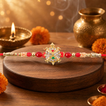 Tortoise Shape Designer Rakhi with Stone Beaded Festive Detailing