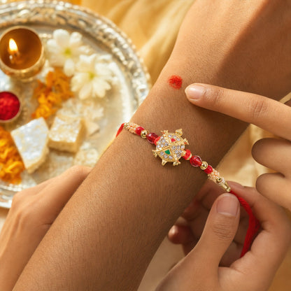 Tortoise Shape Designer Rakhi with Stone Beaded Festive Detailing