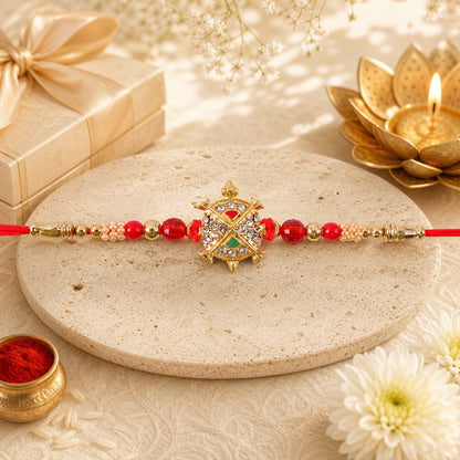Tortoise Shape Designer Rakhi with Stone Beaded Festive Detailing