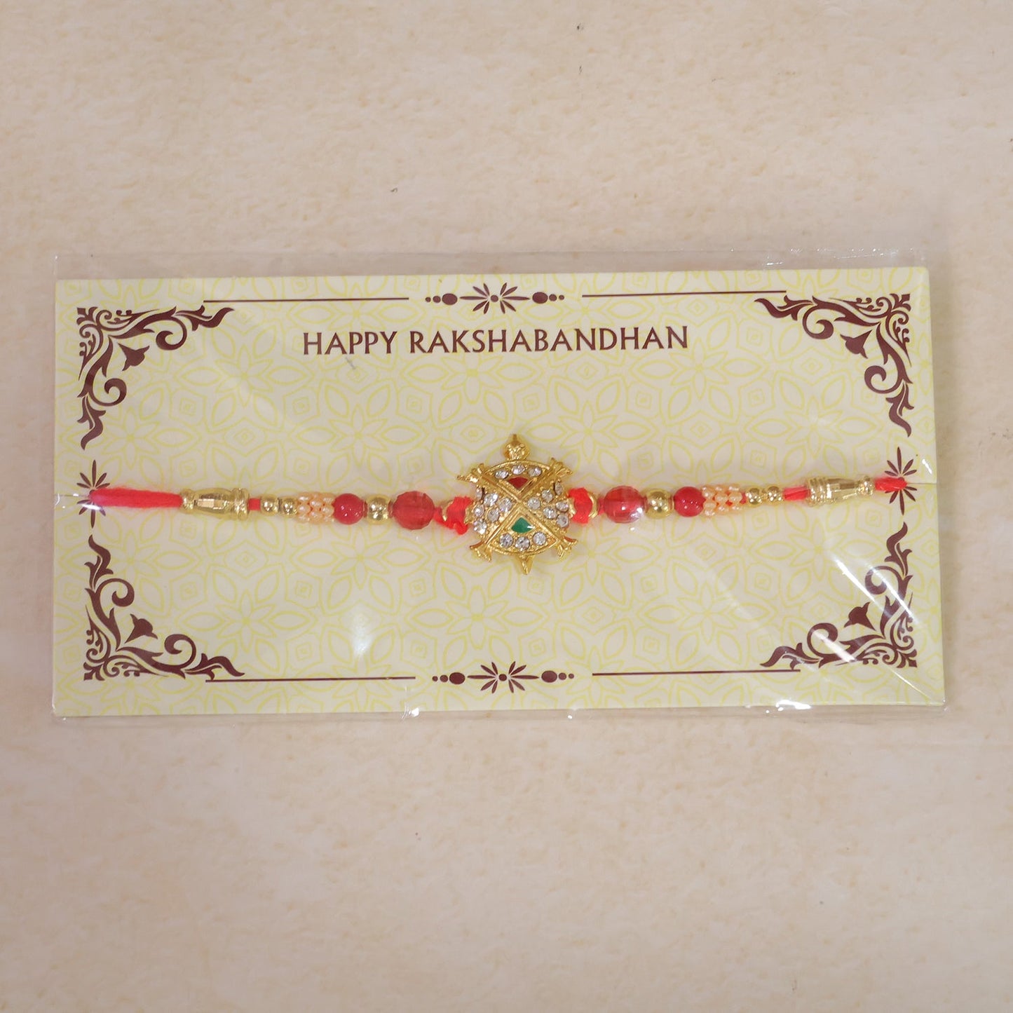 Tortoise Shape Designer Rakhi with Stone Beaded Festive Detailing