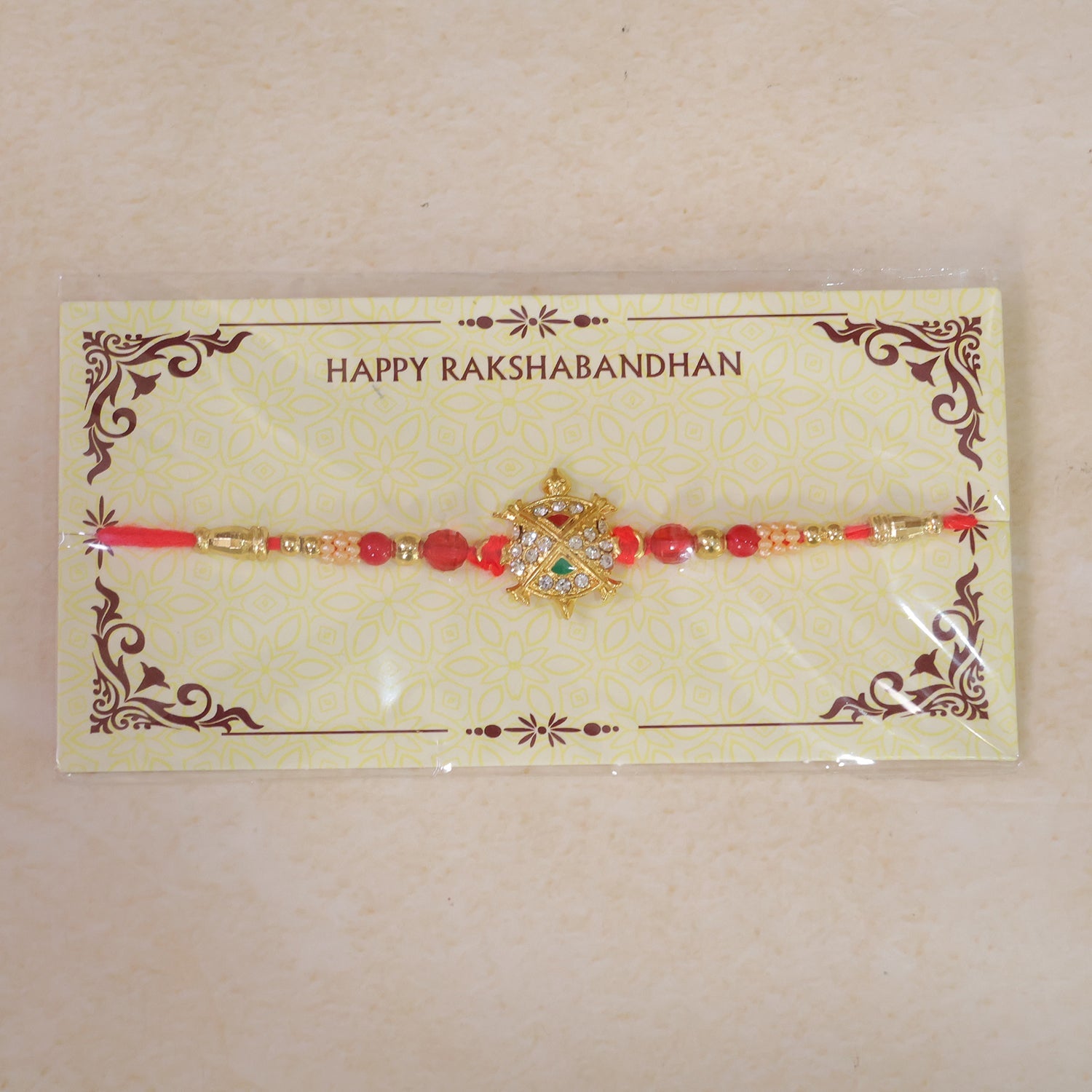 Tortoise Shape Designer Rakhi with Stone Beaded Festive Detailing