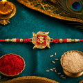 Ganesha Motif Designer Rakhi with Stone Beaded Festive Detail