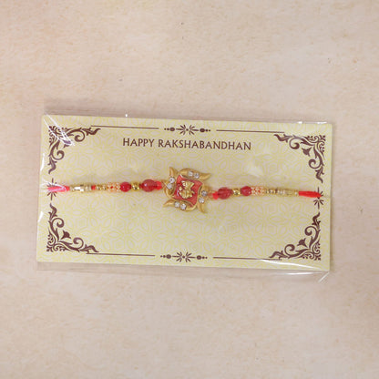 Ganesha Motif Designer Rakhi with Stone Beaded Festive Detail