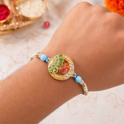 Shree Motif Designer Rakhi with Pearl Beaded Traditional Detail