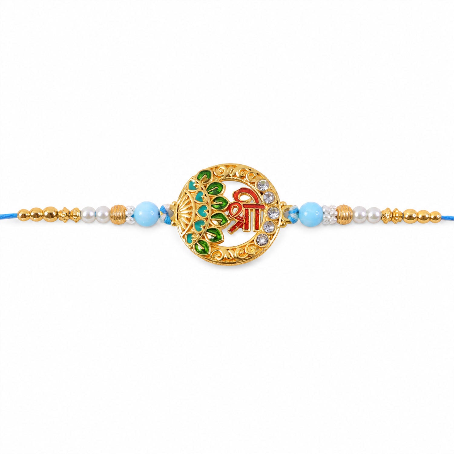 Shree Motif Designer Rakhi with Pearl Beaded Traditional Detail