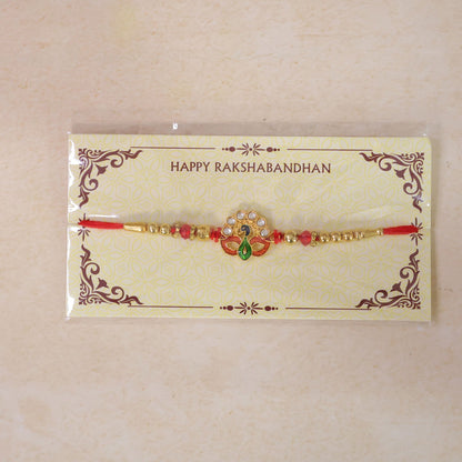 Floral Peacock Designer Rakhi with Stone Beaded Festive Detail