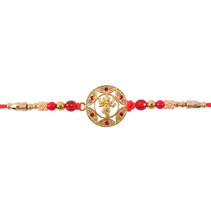 Ganesha Motif Round Designer Rakhi with Stone Beaded Festive Detail Pattern