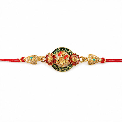 Ganesha Floral Designer Rakhi with Beaded Traditional Detailing