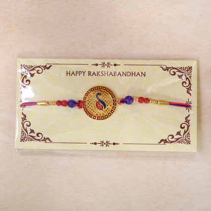 Peacock Paisley Stone Designer Rakhi with Beaded Traditional Detailing