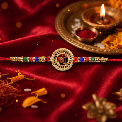 Shree Motif Designer Rakhi with Beaded Traditional Festive Work