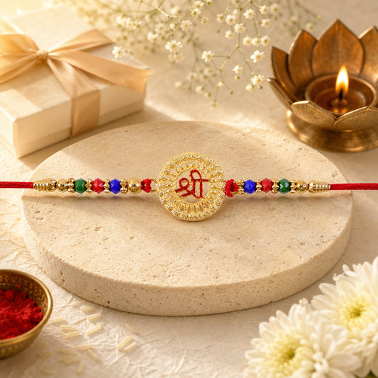 Shree Motif Designer Rakhi with Beaded Traditional Festive Work