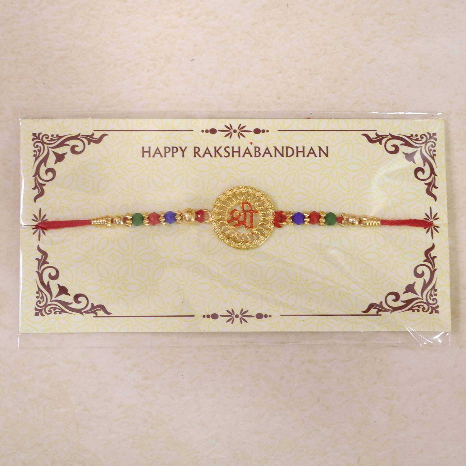 Shree Motif Designer Rakhi with Beaded Traditional Festive Work