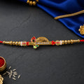 Peacock Leaf Kundan Beaded Elegant Designer Rakhi for Brother