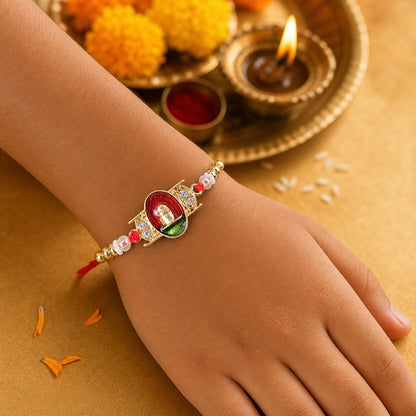 Shivling Motif Pearl Beaded Puja Style for Auspicious Traditional Rakhi