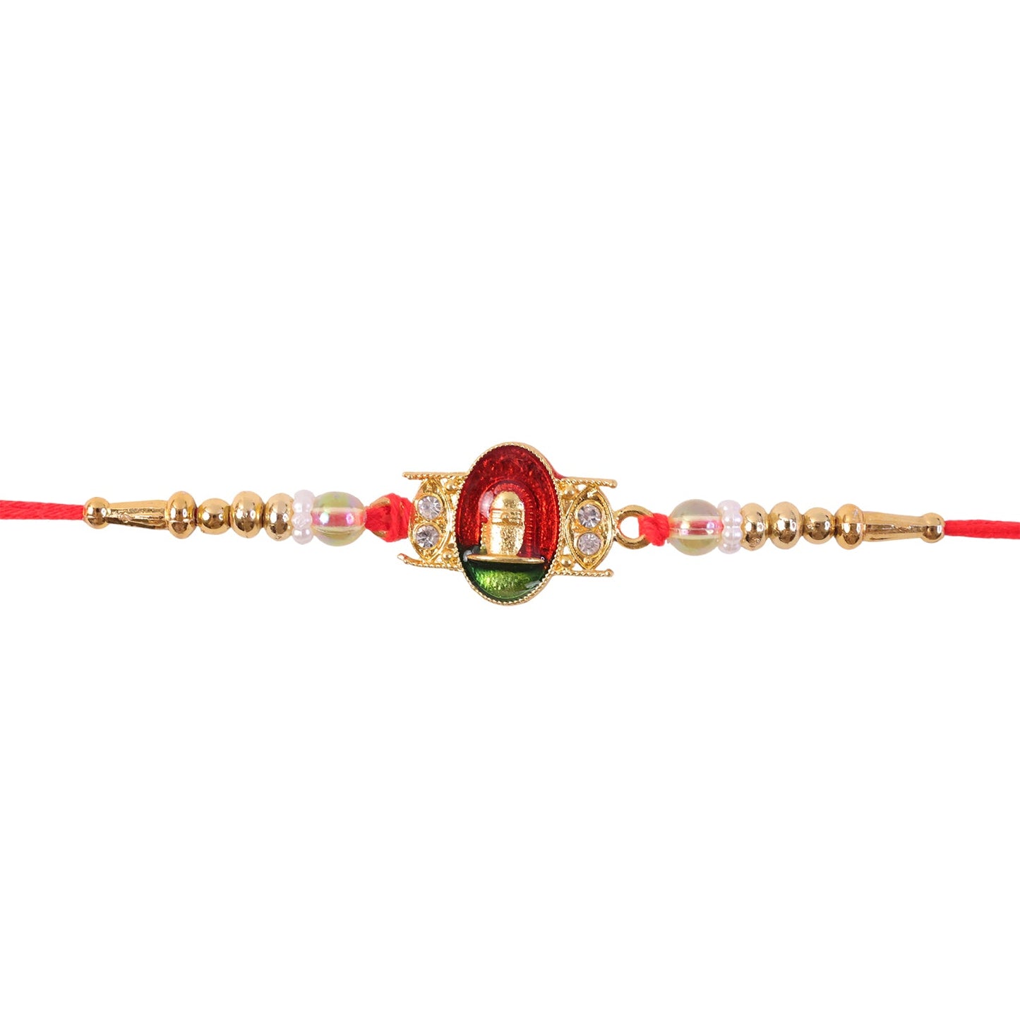 Shivling Motif Pearl Beaded Puja Style for Auspicious Traditional Rakhi