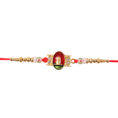 Shivling Motif Pearl Beaded Puja Style for Auspicious Traditional Rakhi