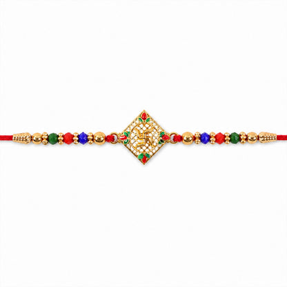 Swastik Motif Beaded Rakhi Traditional Pattern Raksha Bandhan Gift