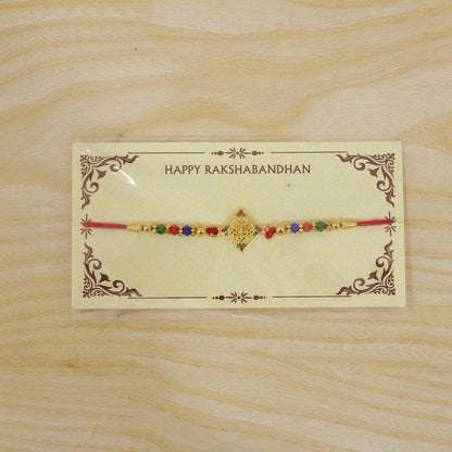 Swastik Motif Beaded Rakhi Traditional Pattern Raksha Bandhan Gift