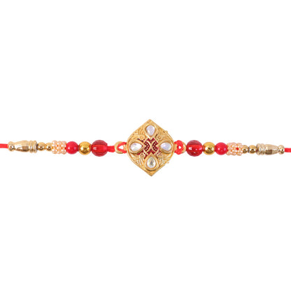 Floral Diamond Kundan Beaded Classic Stone Work Designer Rakhi
