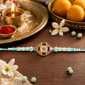 Round Om Stone Pearl Beaded Elegant Classic Styling Brother Rakhi