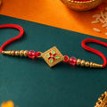Square Floral Kundan Beaded Celebration Designer Rakhi for Brother