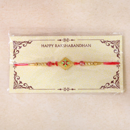 Square Floral Kundan Beaded Celebration Designer Rakhi for Brother