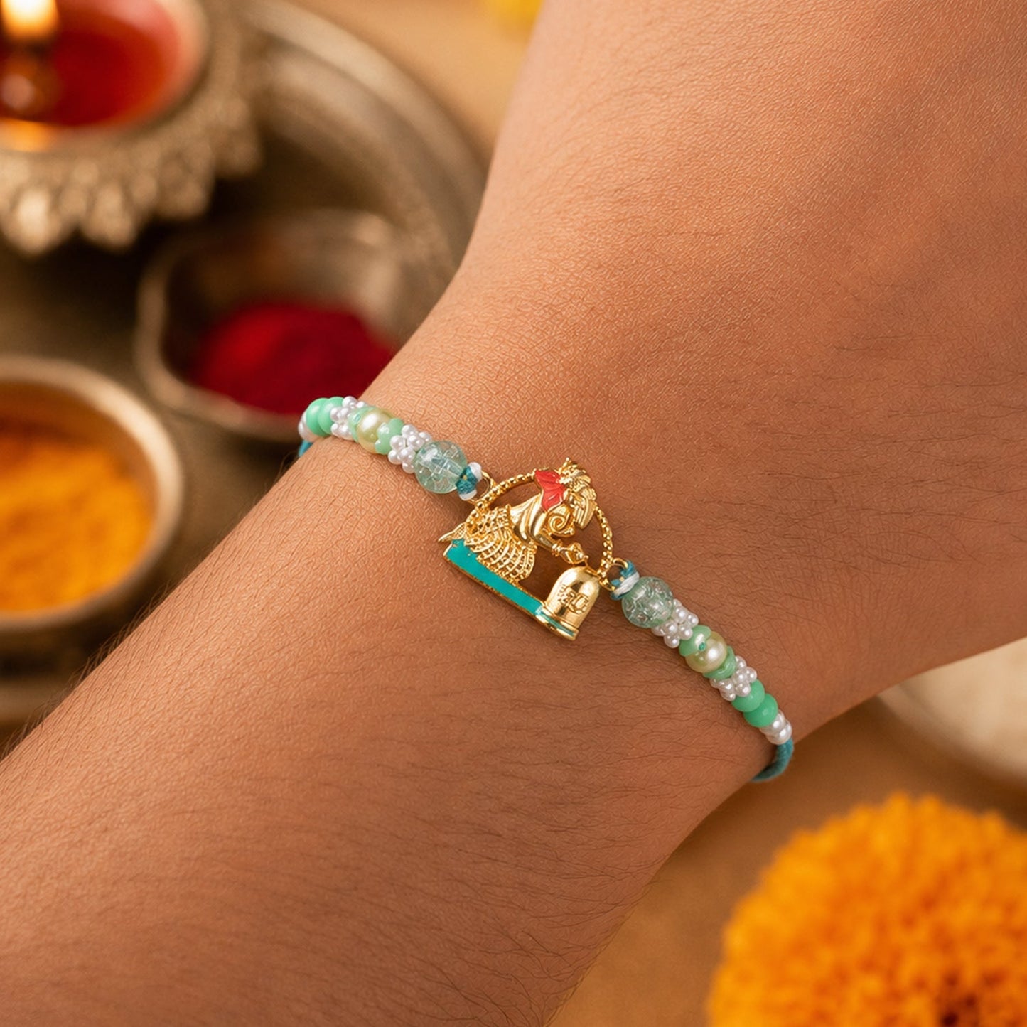 Lord Ganesha with Shivling Designer Rakhi for Brother