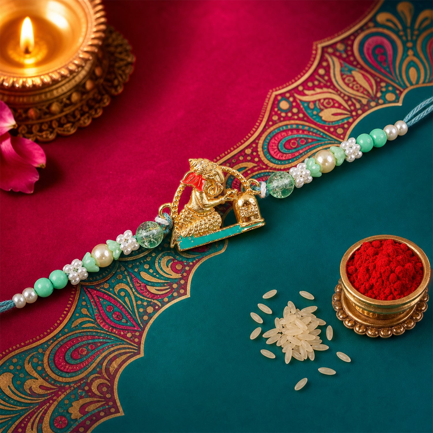 Lord Ganesha with Shivling Designer Rakhi for Brother