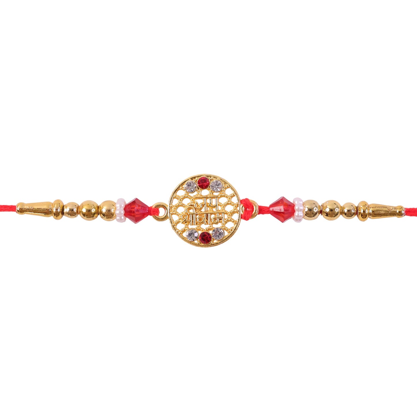 Jay Shree Ram Motif Stone Pearl Beaded Classic Kundan Designer Rakhi for Brother