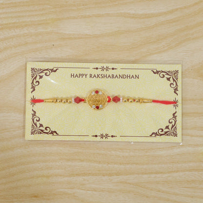 Jay Shree Ram Motif Stone Pearl Beaded Classic Kundan Designer Rakhi for Brother
