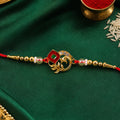 Peacock Pearl Beaded Sacred Kundan Pattern Traditional Rakhi