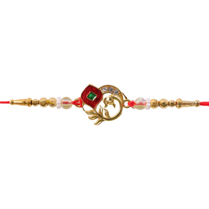 Peacock Pearl Beaded Sacred Kundan Pattern Traditional Rakhi