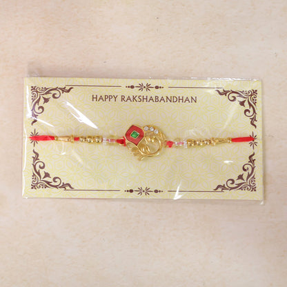 Peacock Pearl Beaded Sacred Kundan Pattern Traditional Rakhi