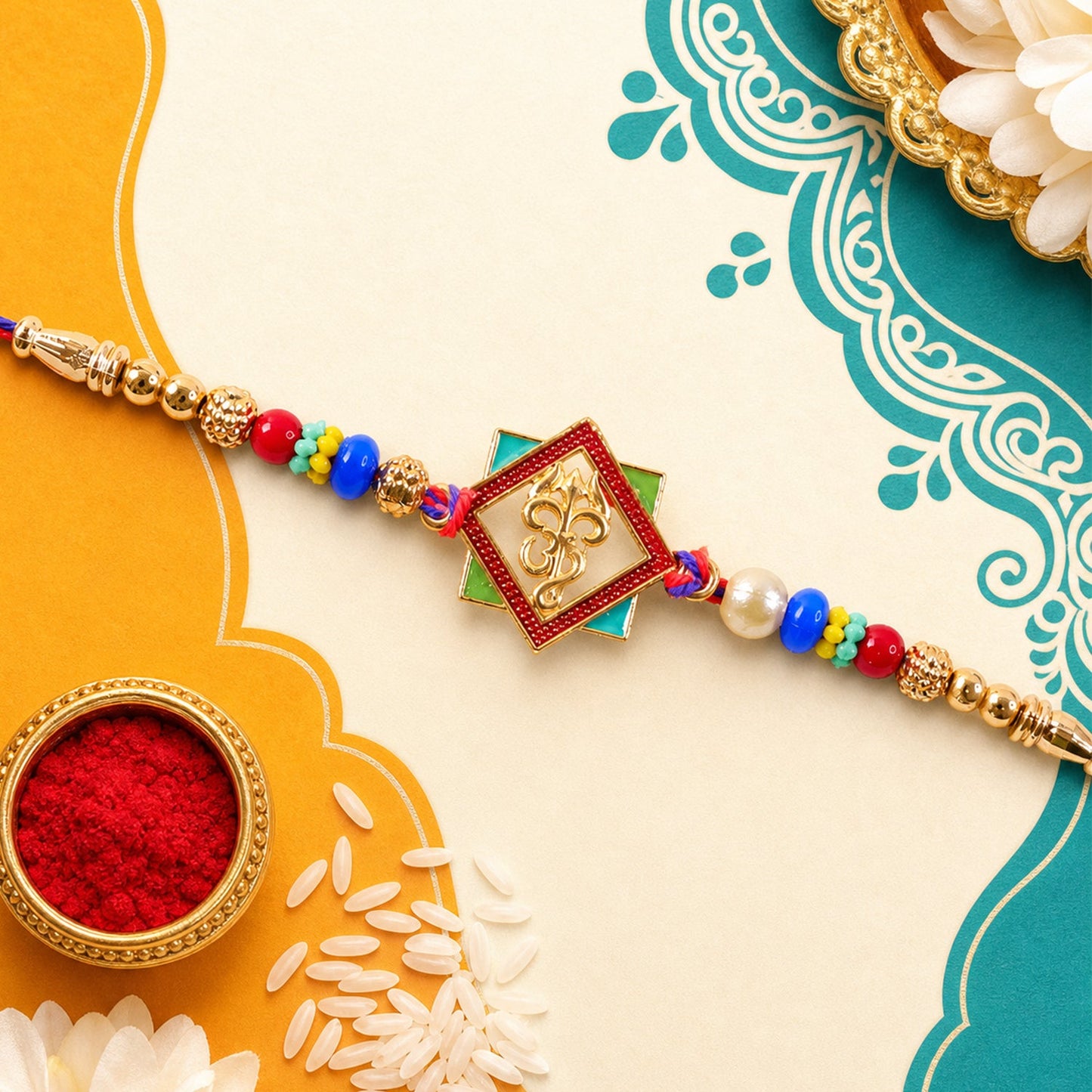 Premium Om Symbol and Trishul Rakhi for Brother
