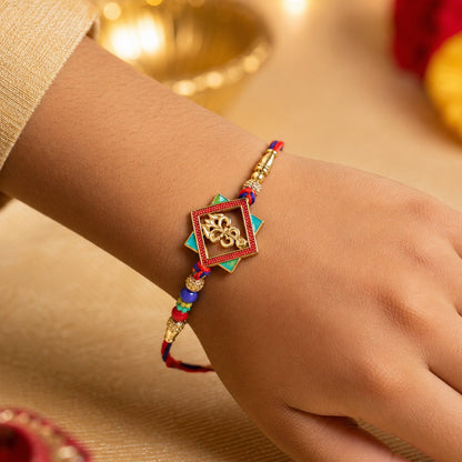 Premium Om Symbol and Trishul Rakhi for Brother