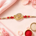 Round Om Pearl Beaded Sacred Rakhi Pattern for Raksha Bandhan