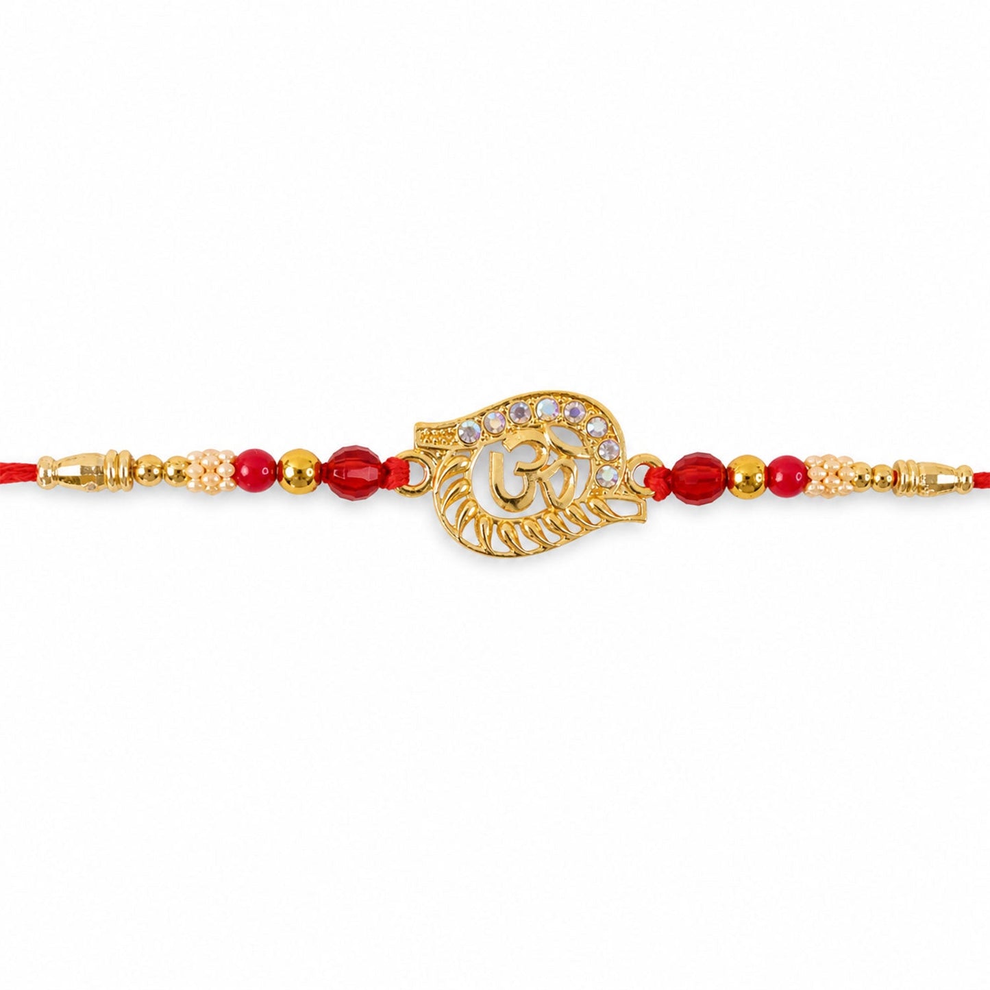 Round Om Pearl Beaded Sacred Rakhi Pattern for Raksha Bandhan