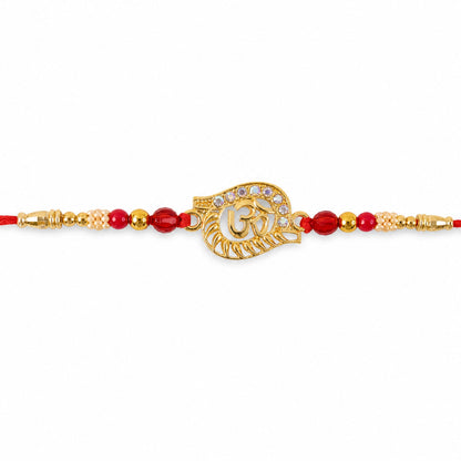 Round Om Pearl Beaded Sacred Rakhi Pattern for Raksha Bandhan
