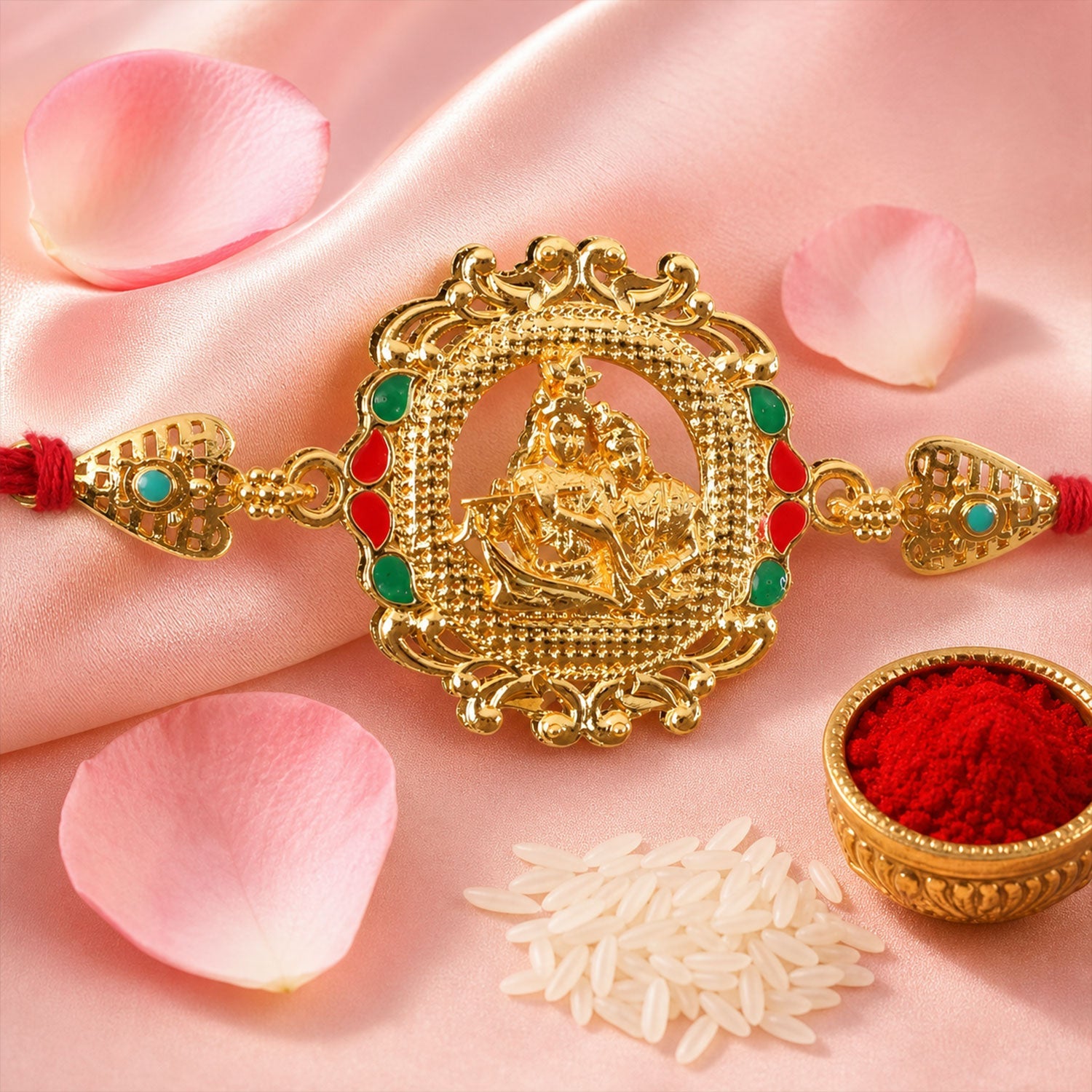 raditional Radha Krishna Motif Rakhi for Raksha Bandhan
