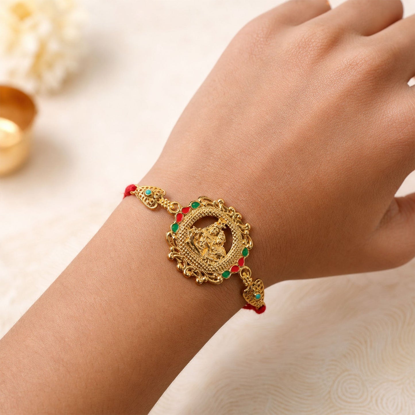 raditional Radha Krishna Motif Rakhi for Raksha Bandhan