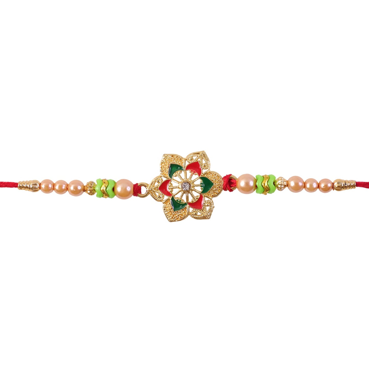 Floral Stone Kundan Beaded Elegant Pattern Work Designer Rakhi