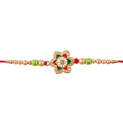 Floral Stone Kundan Beaded Elegant Pattern Work Designer Rakhi