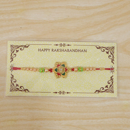 Floral Stone Kundan Beaded Elegant Pattern Work Designer Rakhi