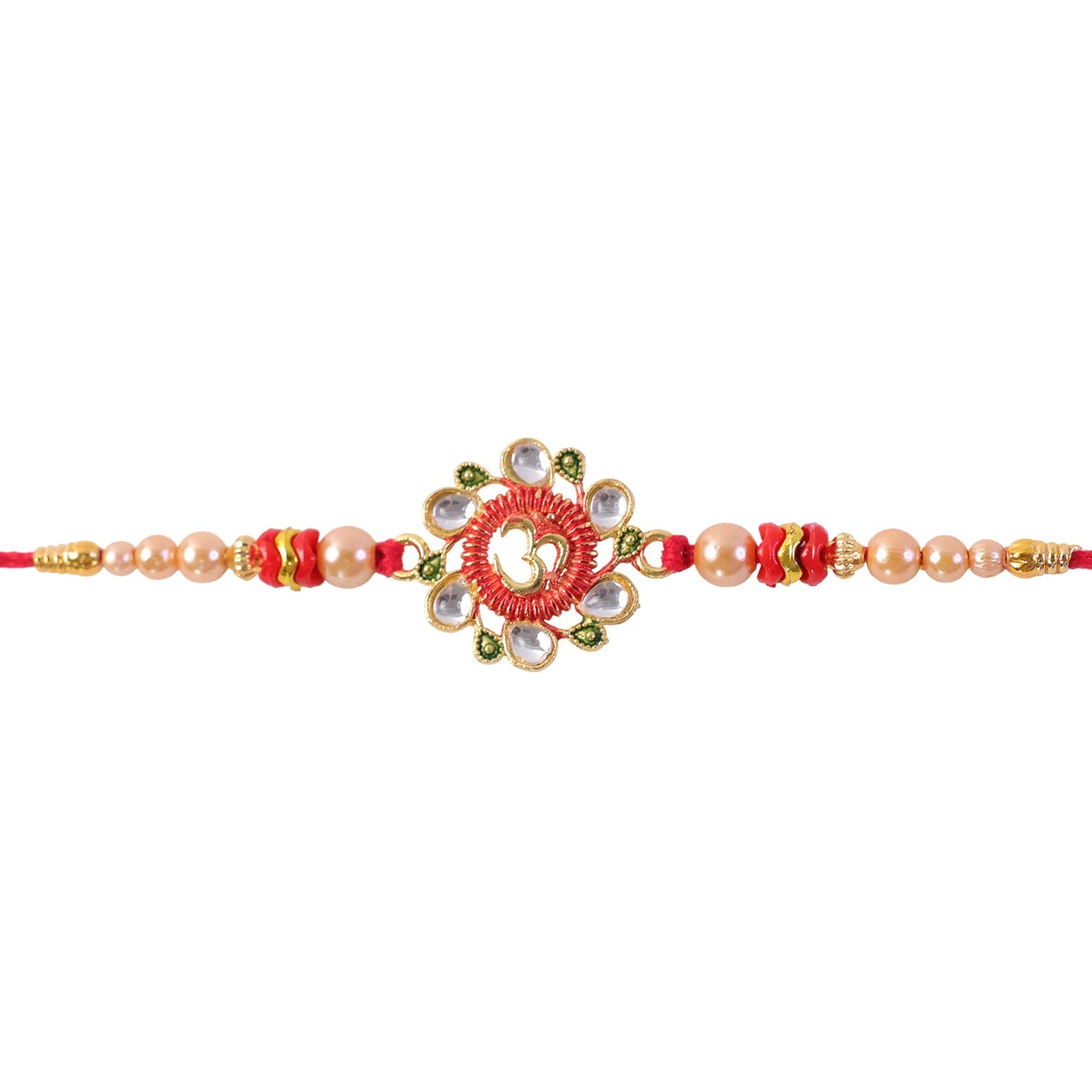 Premium Om Motif Rakhi with Decorative Beads for Brother
