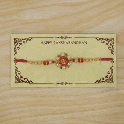 Premium Om Motif Rakhi with Decorative Beads for Brother