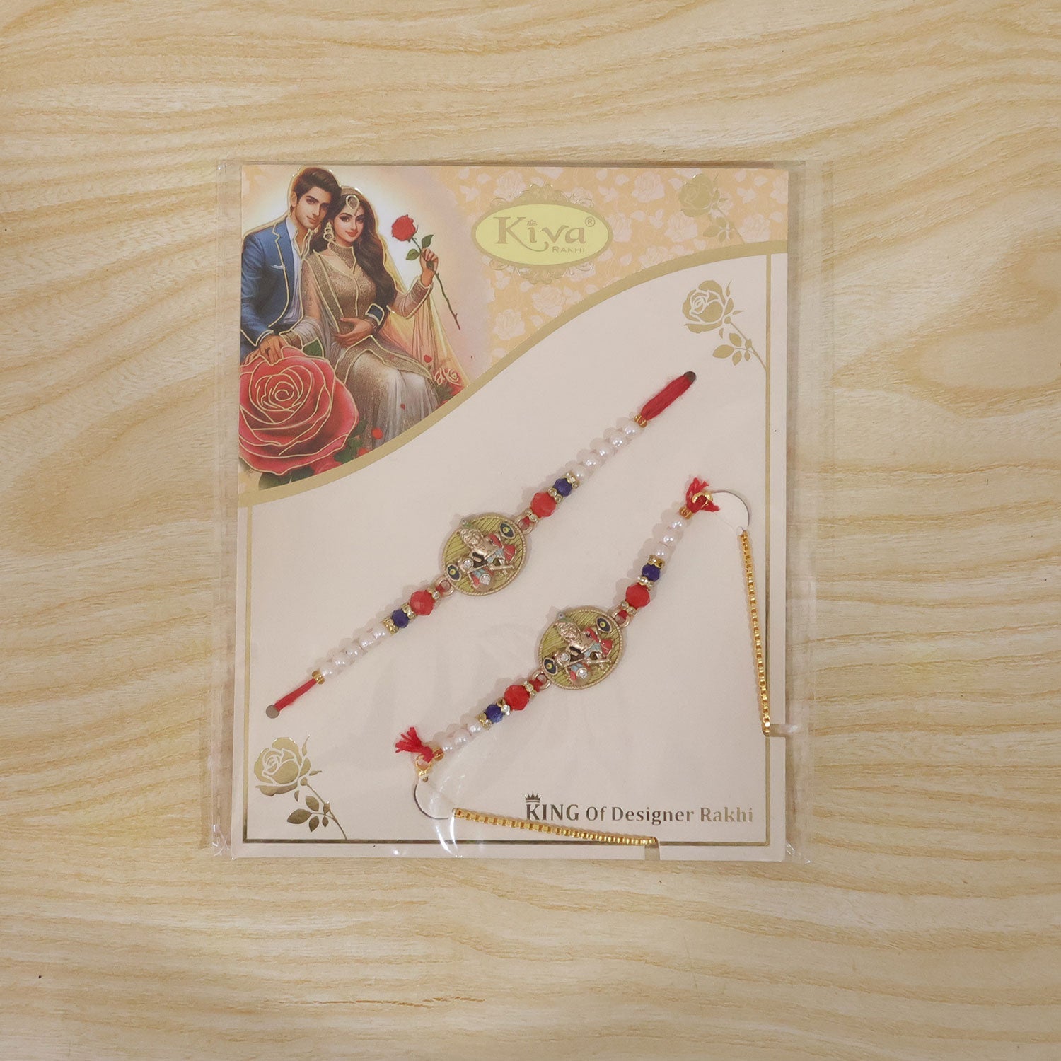 Premium Bhaiya Bhabhi Lumba Rakhi Set with Decorative Pearl Beads