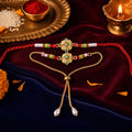 Premium Lumba Floral Stone Beaded Pair Rakhi Raksha Bandhan Gift